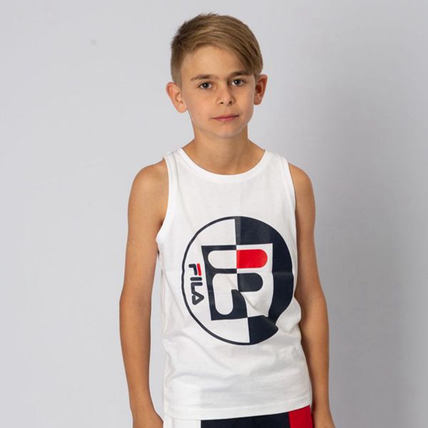 Fila Bodhi Boy's Tank Top - White/Navy/Red,NZ 745-94637